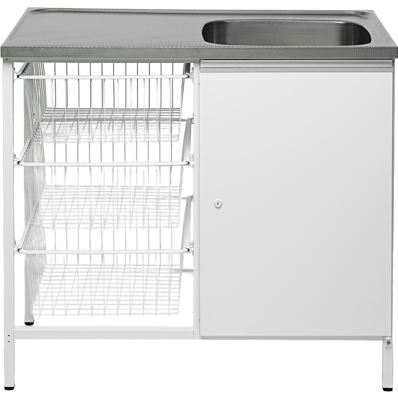 Contura CAB 10 H stålbord, 100x60 cm, rustfrit stål/hvid