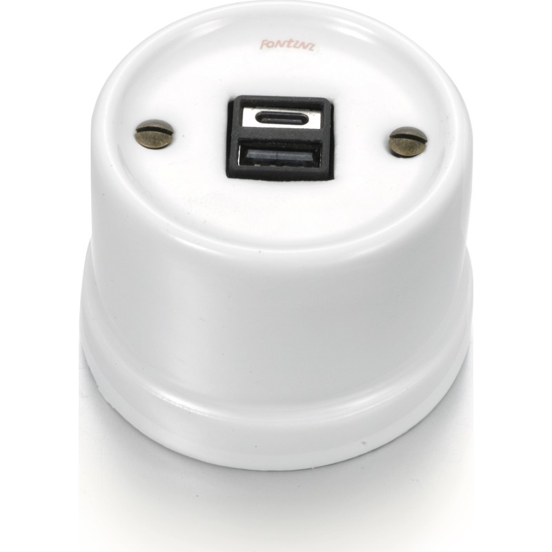 Fontini Garby porcelæn dobbelt USB-lade uden kabling, A+C, hvid