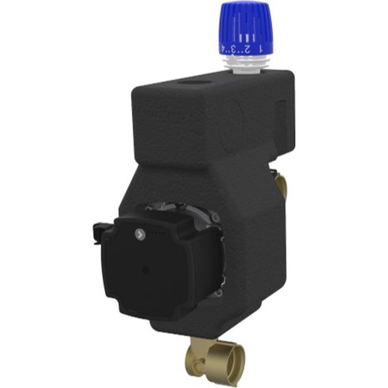Wavin Comfia parallel shunt, messing, 3/4" tilslutning, med fordelerrr og Grundfos UPM3 Auto pumpe