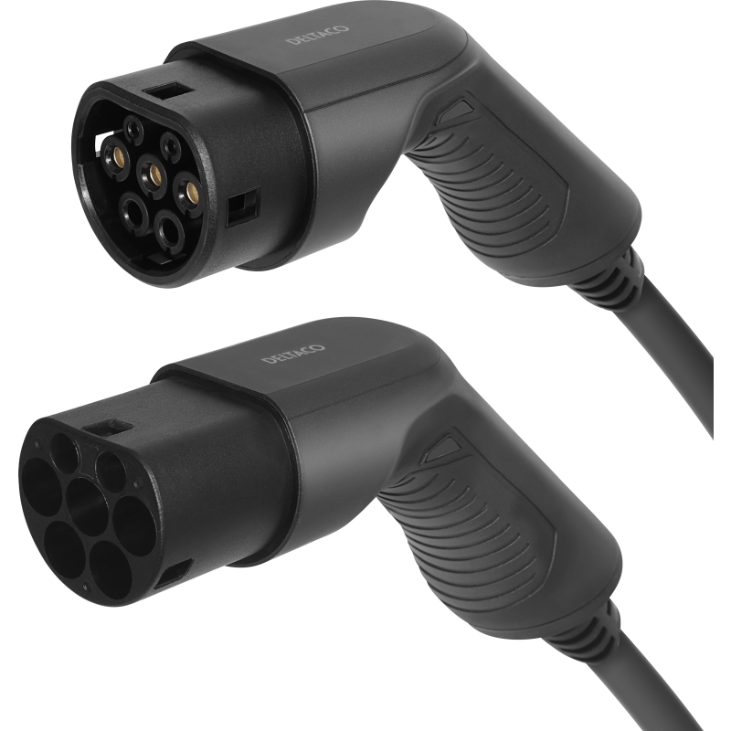 Deltaco ladekabel, type 2, 3 fase, 32A, 3 meter