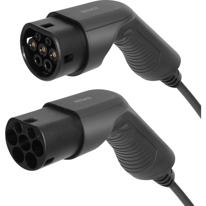 Deltaco ladekabel, type 2, 1 fase, 16A, 3,6 kW, 5 meter