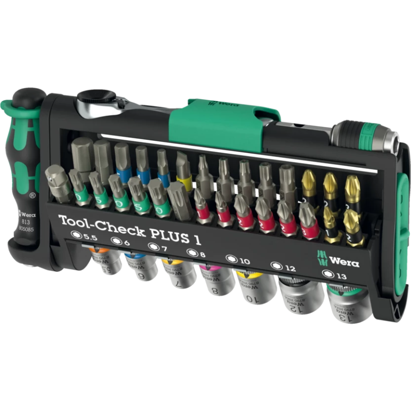 Wera Tool-Check PLUS - Skraldeskruetrækker med bit og sokkelsæt - i holder