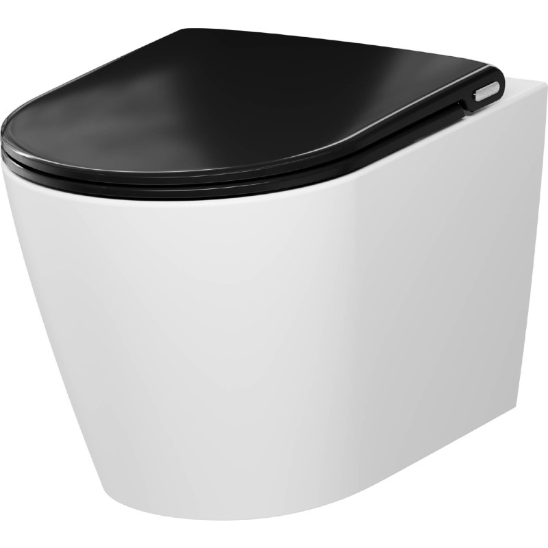 Pressalit Trend Style D2 væghængt toilet, uden skyllekant, hvid/sort