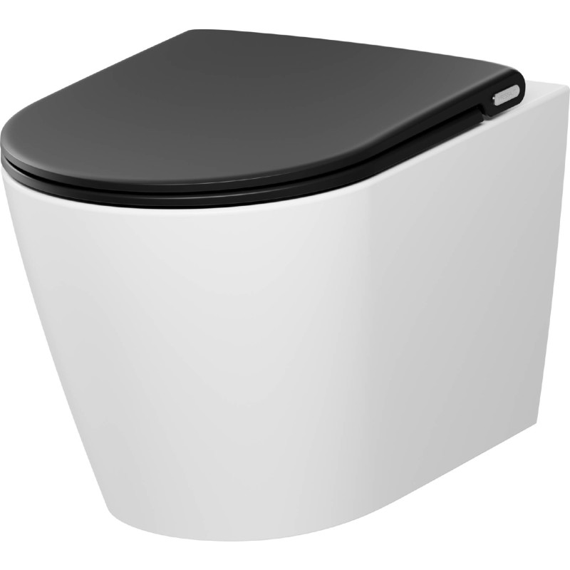 Pressalit Trend Style D2 væghængt toilet, uden skyllekant, hvid/mat sort