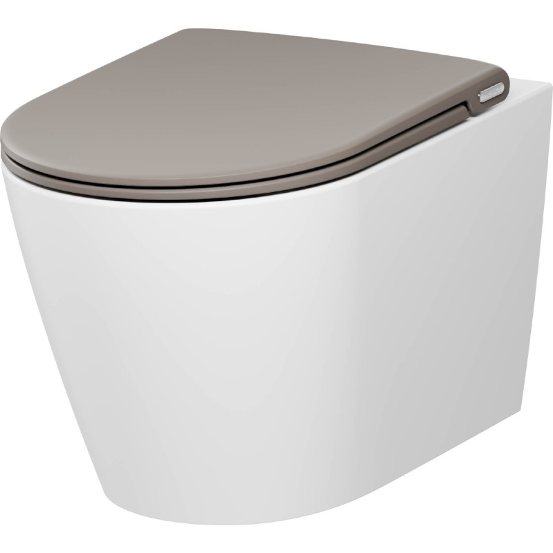 Pressalit Trend Style D2 væghængt toilet, uden skyllekant, hvid/mat beige