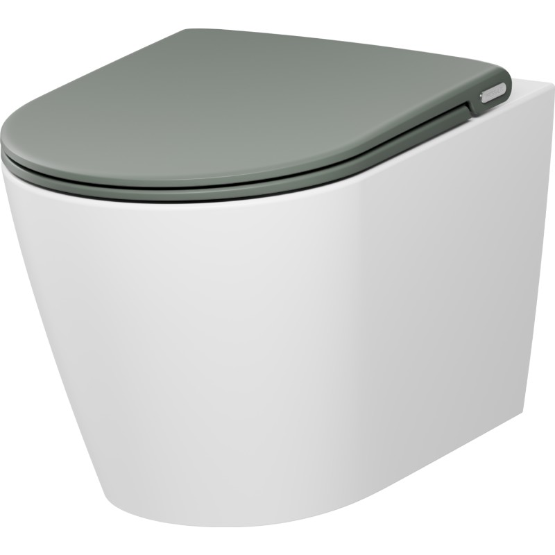 Pressalit Trend Style D2 væghængt toilet, uden skyllekant, hvid/mat grøn