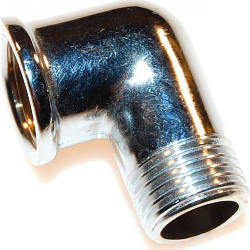 Messing vinkel muffe/nippel, krom, 1/2"
