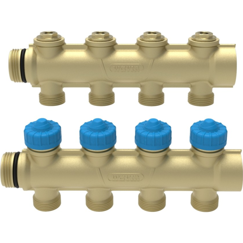 Wavin Comfina 3/4" gulvvarme fordelerrør, 4 kredse, 16 mm pex koblingssæt