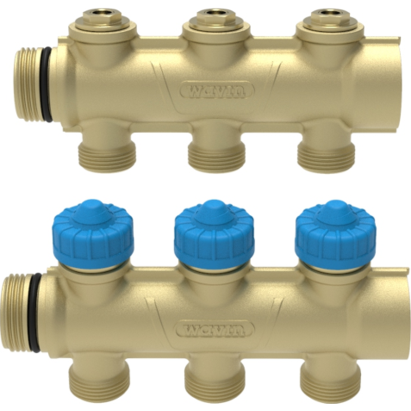 Wavin Comfina 3/4" gulvvarme fordelerrør, 3 kredse, 16 mm pex koblingssæt