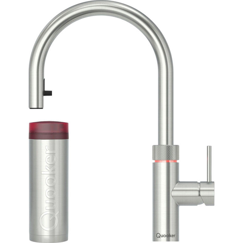 Quooker Flex Round Pro3 køkkenarmatur, kogende vand, udtrækstud, stål