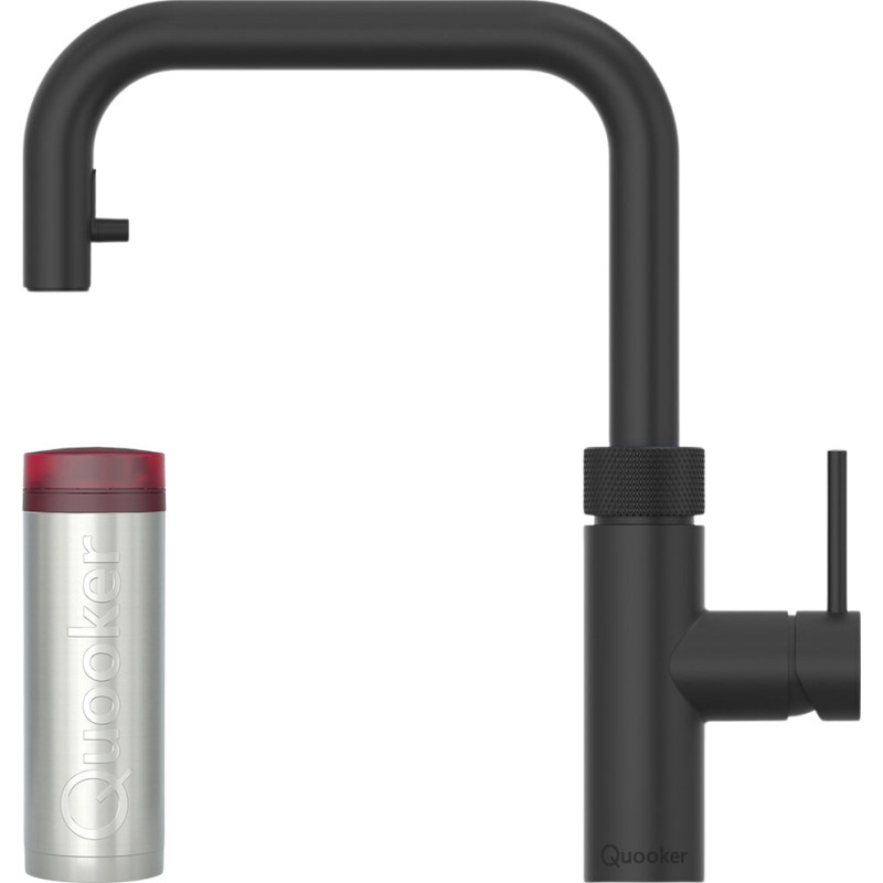 Quooker Flex Square Pro3 køkkenarmatur, kogende vand, udtrækstud, sort