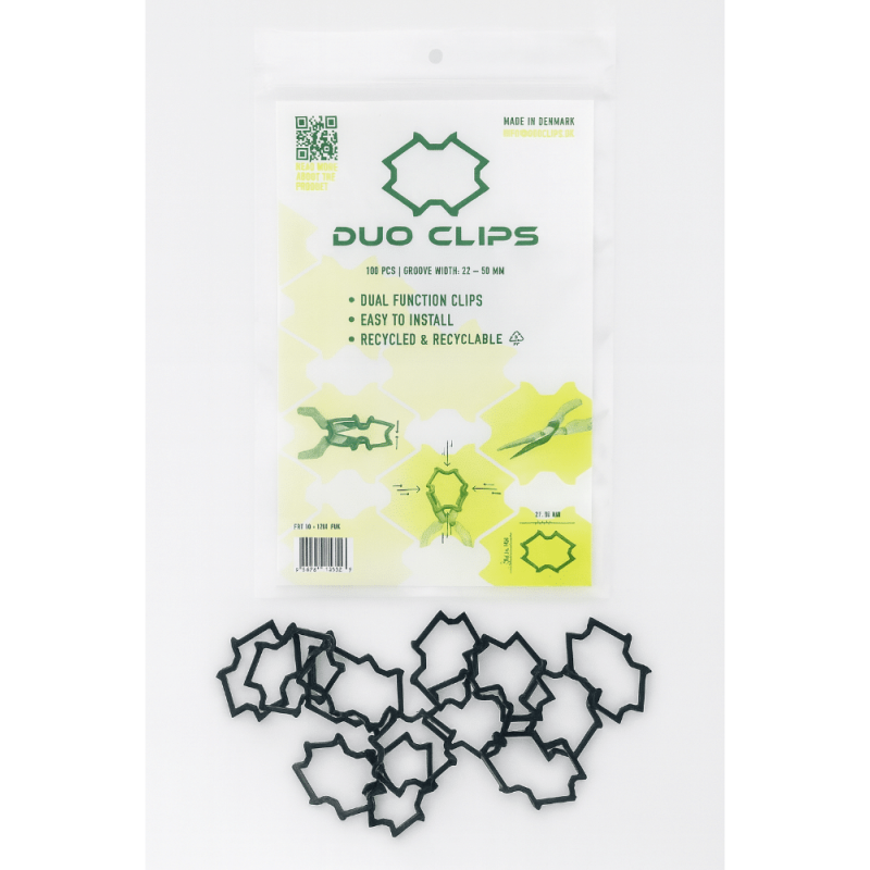 100 stk DuoClips rilleclips til ledninger og rør, Ø22-50 mm