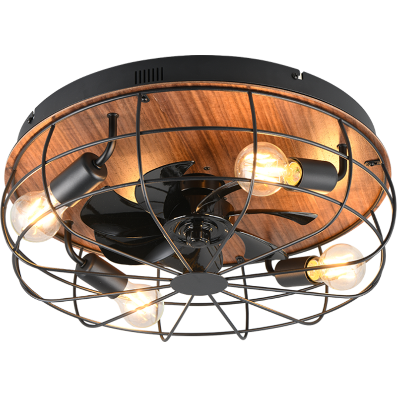 Trio Lighting Trondheim takfläkt med belysning, trä