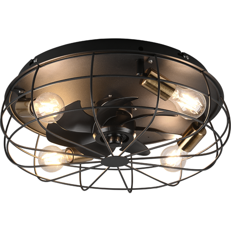 Trio Lighting Trondheim takfläkt med belysning, svart