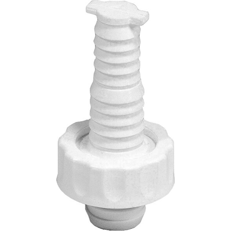 Purus slangnippel 1", med överfallsmutter, plast, vit