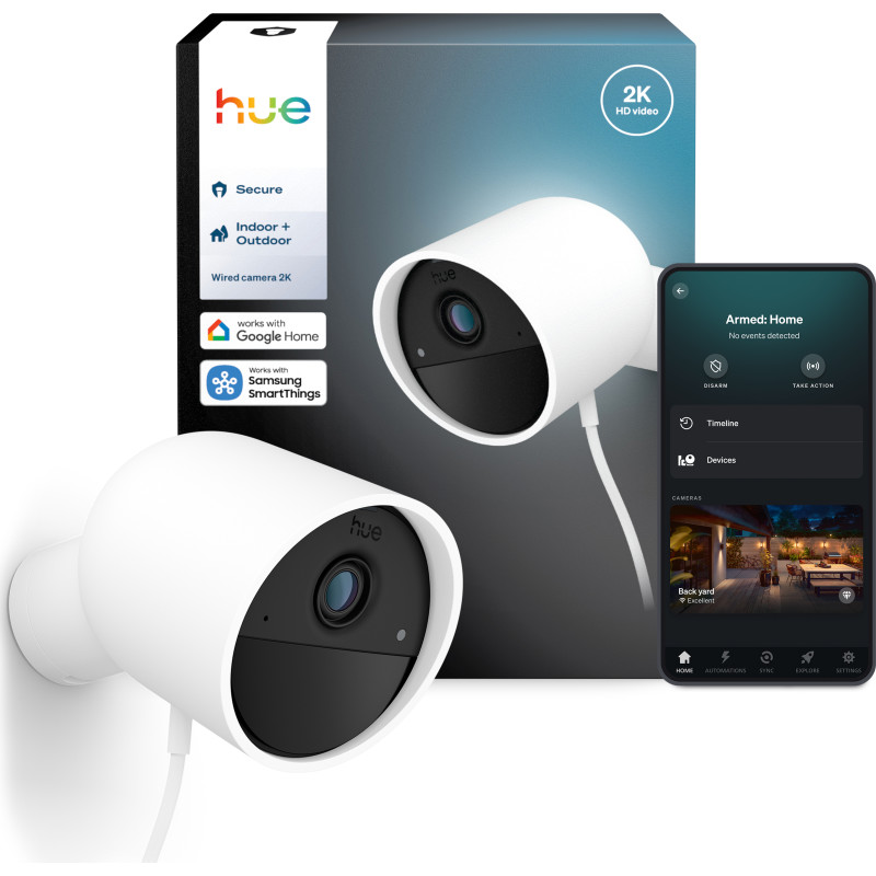 Philips Hue Secure kablet overvågningskamera, 2K, hvid