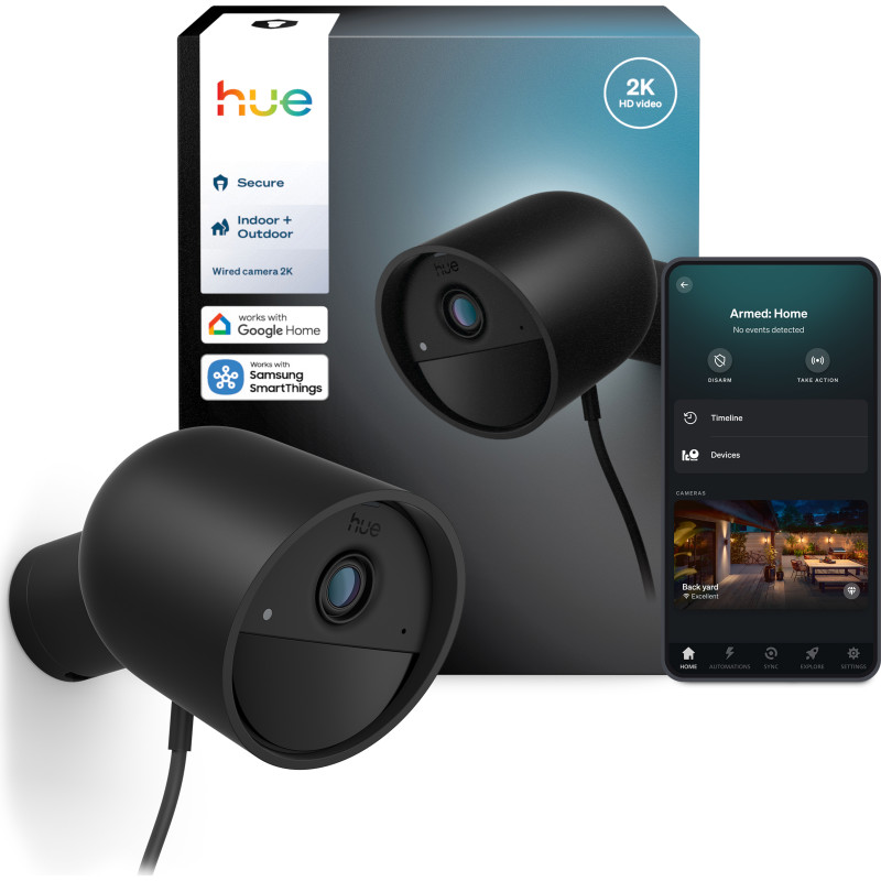 Philips Hue Secure kablet overvågningskamera, 2K, sort