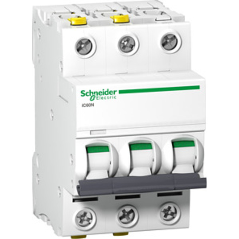 Schneider Electric Acti9 iC60N 3P 16A Dobbelt terminal C-karakteristik 6/10kA 230V Bredde 54mm
