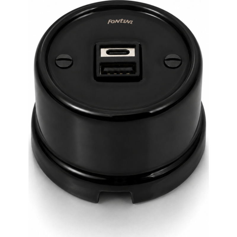 Fontini Garby USB-laddare i porslin, A+C, svart