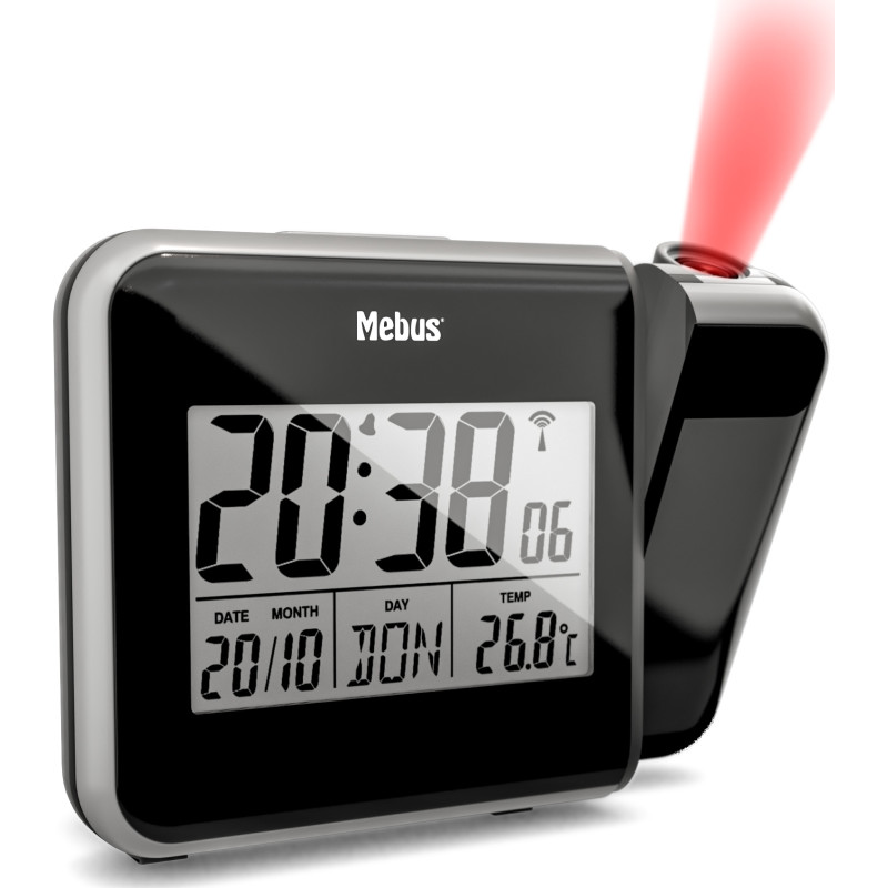 Mebus digital projektionsväckarklocka, svart