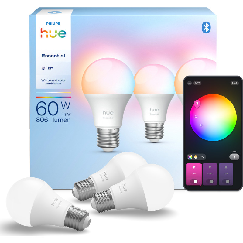 Philips Hue Essential White Color Ambiance E27 3-pak