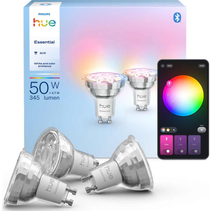 Philips Hue Essential White Color Ambiance GU10 spotlampa 3-pak