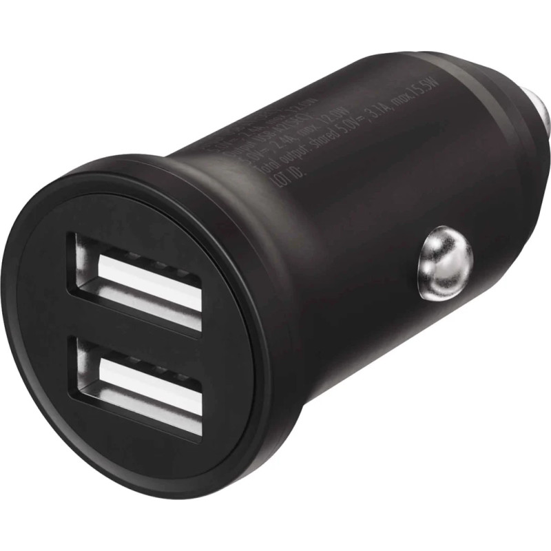 X2O 2x12W Dual Car Charger USB-A/A - Black