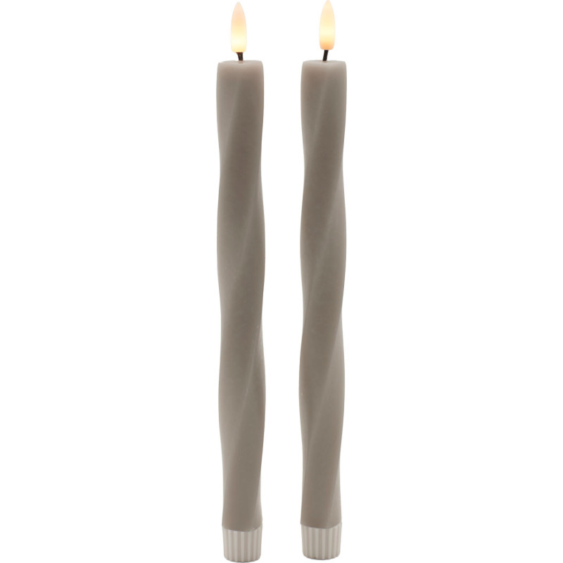 Sirius Sille Nordic Sculpture Twist kunstig stearinlys, grå