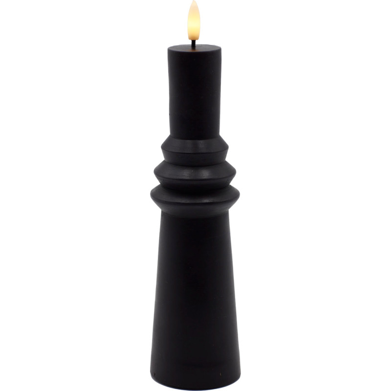 Sirius Sille Nordic Sculpture Ringet kunstig stearinlys, sort