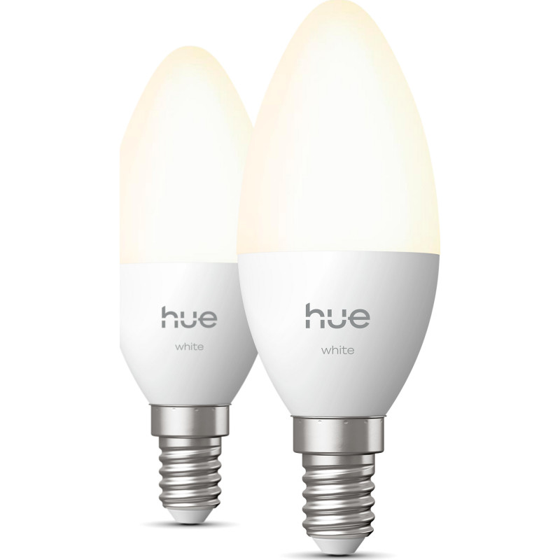 Philips Hue White E14 stearinljuslampa, 2700K, 5,5W, 2-pack
