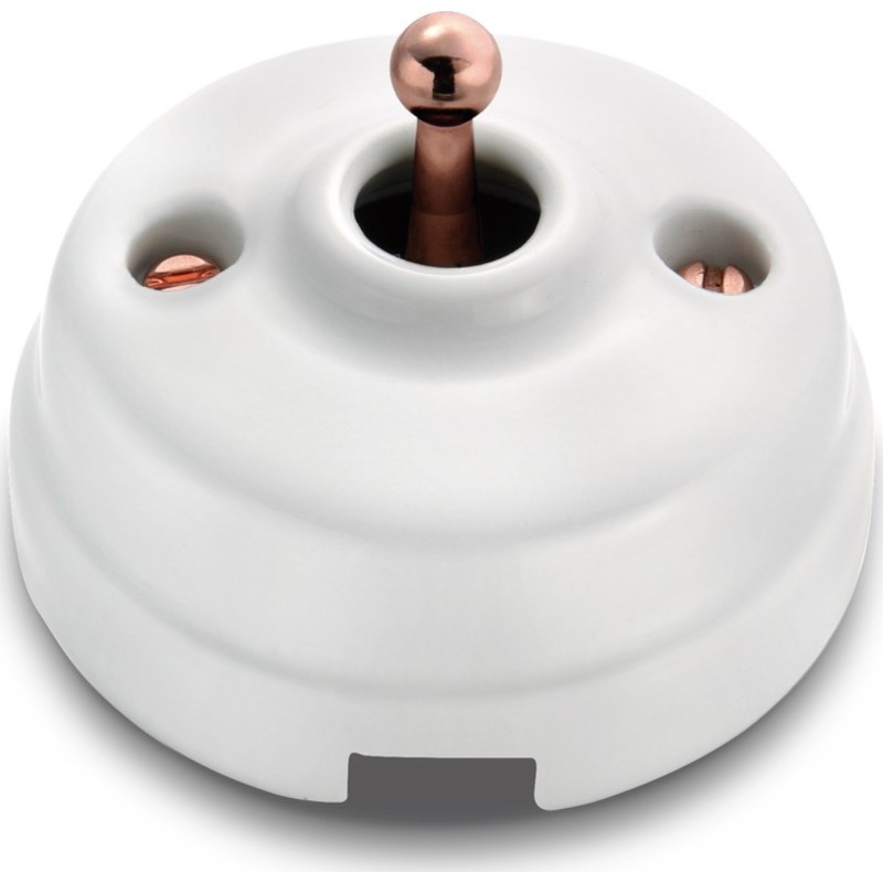 Fontini Dimbler afbryder, poleret kobber, hvid porcelæn