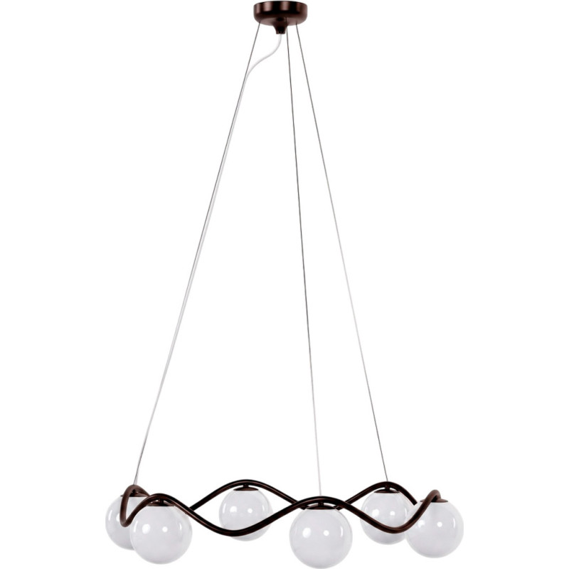 Rebello Decor Circle of Life ljuskrona, brunerad m&auml;ssing, &Oslash;15 cm glaskulor, &Oslash;91 cm