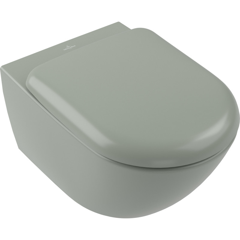 Villeroy & Boch Antao væghængt toilet, uden skyllekant, rengøringsvenlig, mat grøn