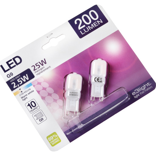 e3light G9 LED pære 2,5W 2 pak