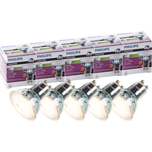 Tilbud: 5 stk. Philips Master ExpertColor GU10 LED pære 5.5W