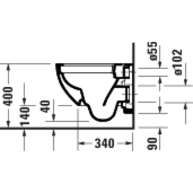 Duravit D-Code Compact væghængt toilet, uden skyllekant, hvid | 25150900002