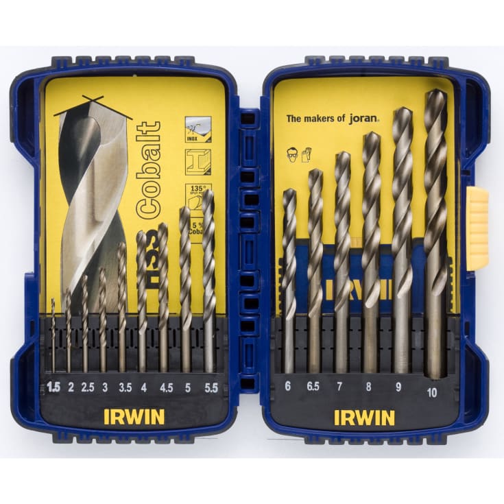 Irwin HSS Cobalt bor, 15 stk. 1,5-10 mm i kassette