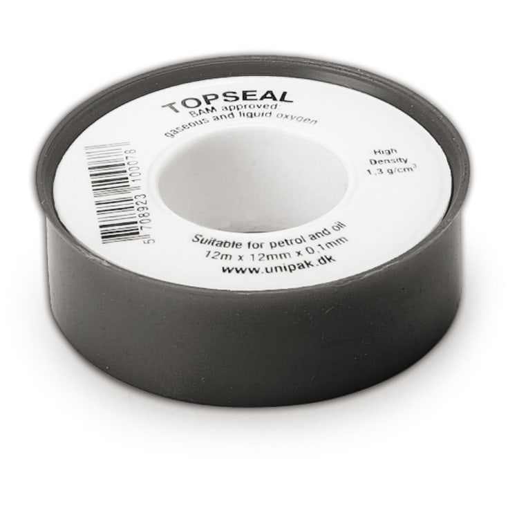 Topseal gevindtape, 12 mm x 0,1 mm, 12 m rulle
