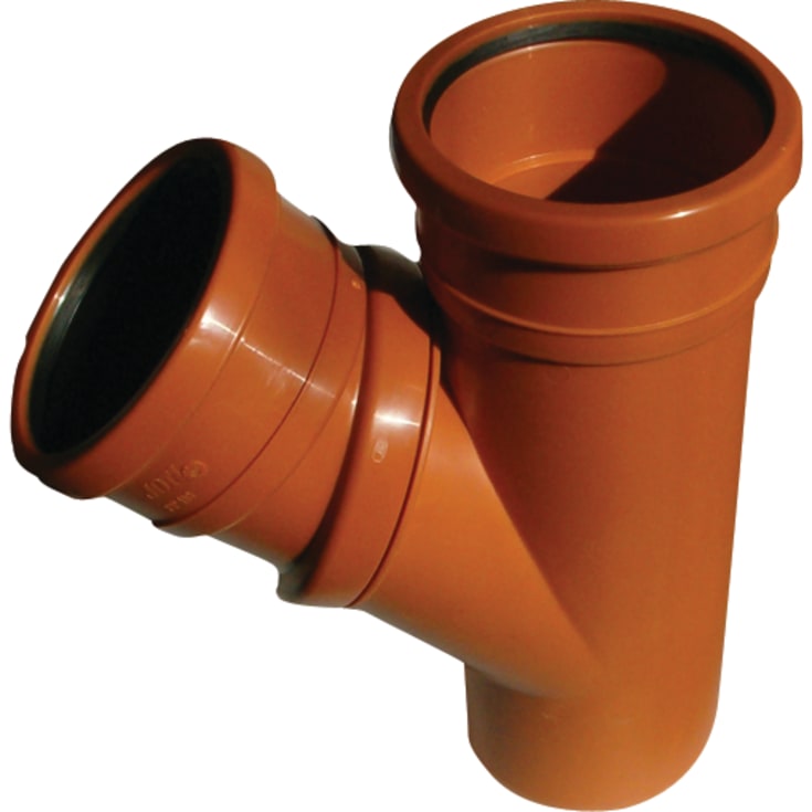 Jotiflex PP grenrör, Ø110x110 mm, med 2 muffar, 45-90°, röd