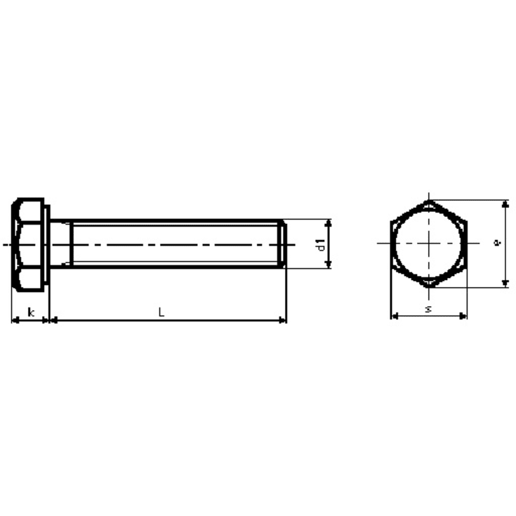 25 stk Stålbolt M20 x 50 mm, A4, DIN 933, 6-kant