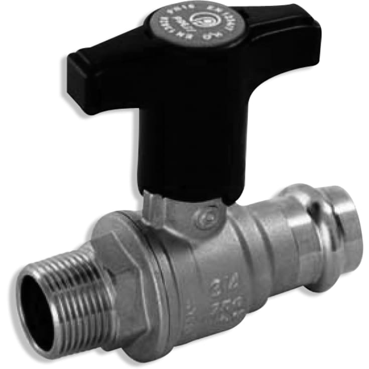 Pettinaroli TEA Preskuglehane med højt plast T-greb, 18 mm x 3/4", nippel/pres