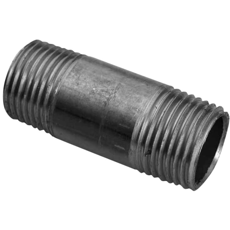 Sort sammenskåret nippelrør 2"