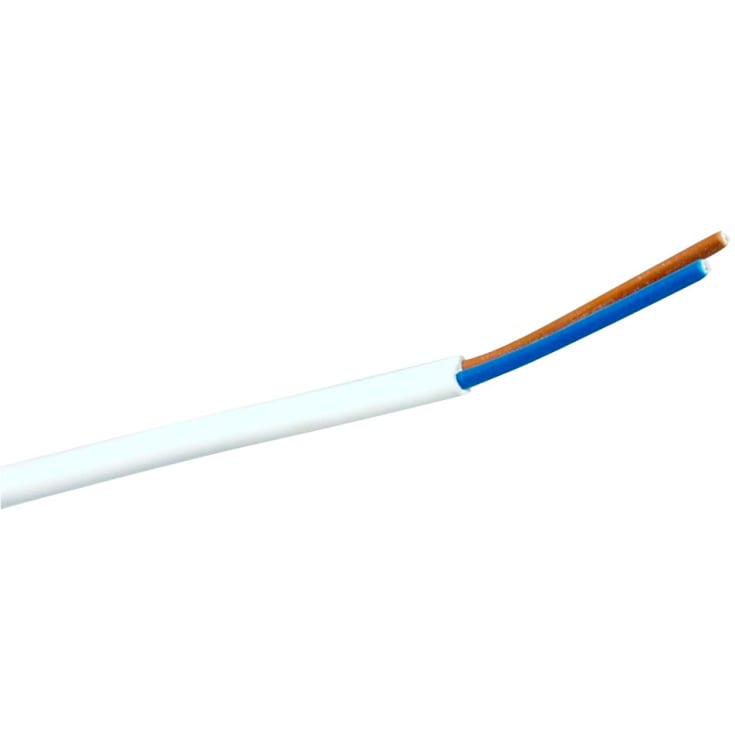Rund lampeledning 2x0,75 mm² i hvid - 5 meter