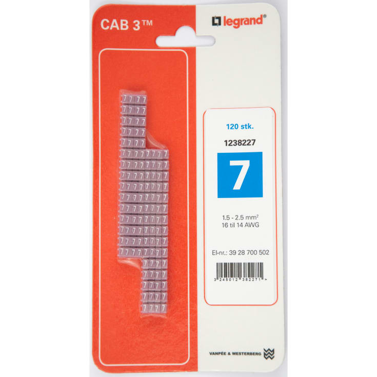 120 stk CAB3 Trådmerke 1,5-2,5 mm² merke: 7 (P120)