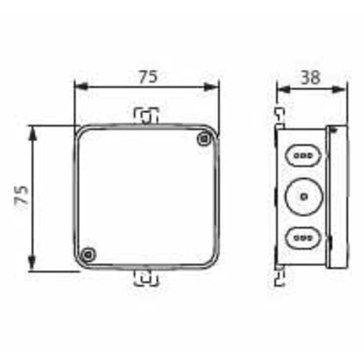 5 stk ABB AP9 forgreningsdåse, 75x75x38 mm, hvid