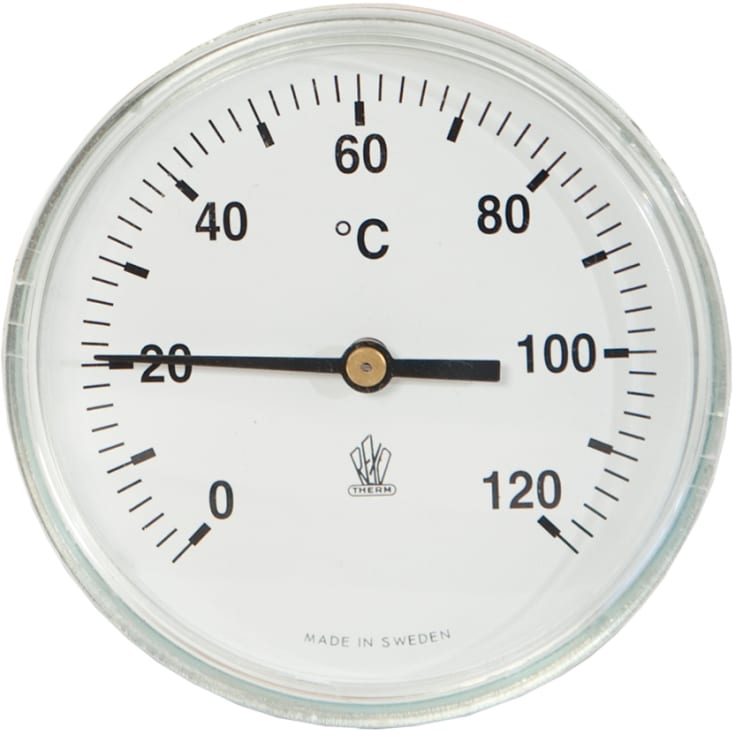 Skivtermometer 1/2" x 50 mm Ø83 mm 120°
