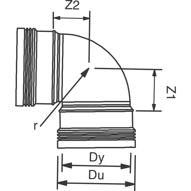 32 mm x 88,5° Bend avløp hvit PP Wavin