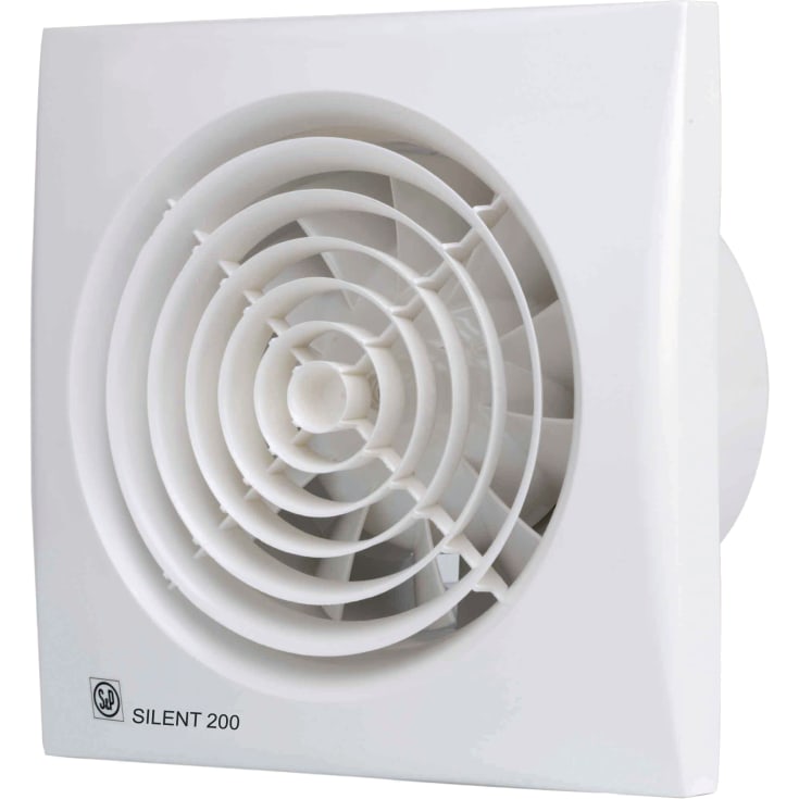 Thermex Silent 200CHRZ baderomsvifte, fuktstyring, timer, Ø120 mm, hvit