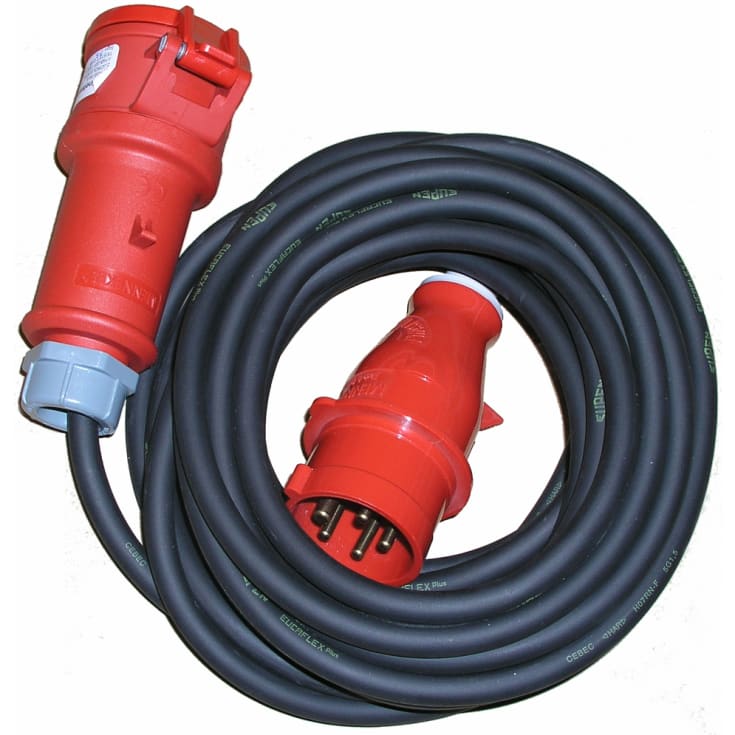 Wexim CEE kabelsæt, 3x16 mm² , 400V/63A, 10 meter