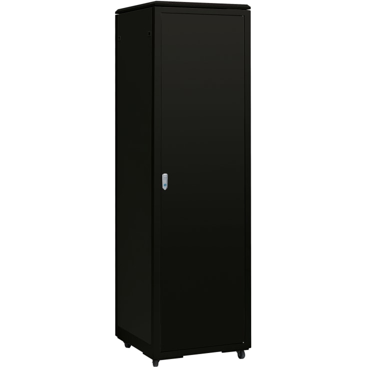 Gulvrack 19" 42HE B800xD1000xH2080 mm, sort, med dobbelt pladedør